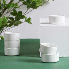 HAOTOP 1oz Mini Porcelain Ramekins Set of 6,Small Ceramics Souffle Dish, 30ml White