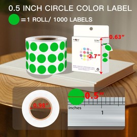 PARLAIM 1000 Pack 0.5 inch Diameter Round Dot Stickers, Green Color-Coding Circle Labels