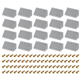 QUARKZMAN 50pcs 90 Degree Corner Braces Plastic with Cover Cap 41x19x19mm Right Angle Nylon Shelf Brackets with Screws for Cabinets Cabinets (Grey)