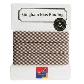 Gingham Bias Binding Brown Large Check 20mm x 5m, Yarn Dyed Tape