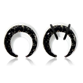 Longbeauty 1 Pair Glass Ear Piercing 2G 0G 00G Septum Pincher Tapers Ear Expander C-Shape Buffalo Stretcher