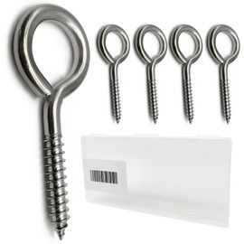 Allkeen 5 PCS Stainless Steel 4.5 Inch Screw Eyes Hooks Screw Eye Bolts, 300 Lbs Capacity
