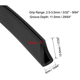 MACHSWON Edge Trim U Seal for Hatches, Lockers, Panels, Rubber U Channel Edge Protector U Shape Weather Stripping Fits 3/32"-9/64" Edge 19.69 Feet Length, Black