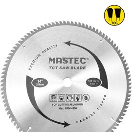 MASTEC 14-Inch 100 Tooth TCG for Aluminum and Non Ferrous Metals Cutting Saw Blade with 1-Inch Arbor