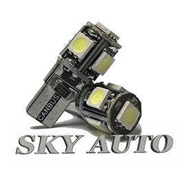 T10 Canbus Error Free Wedge 5-SMD 5050 Led light 6000k 6k 2825 158 192 168 194 (12 pcs, White)