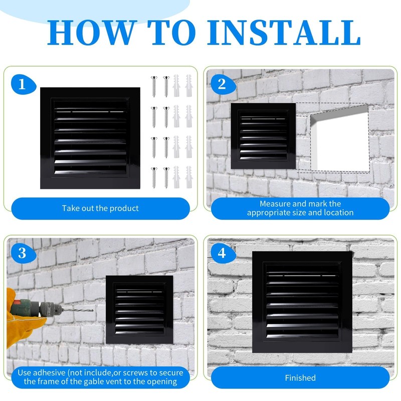 2 Pcs 12" x 12" Gable Vents for House Aluminum