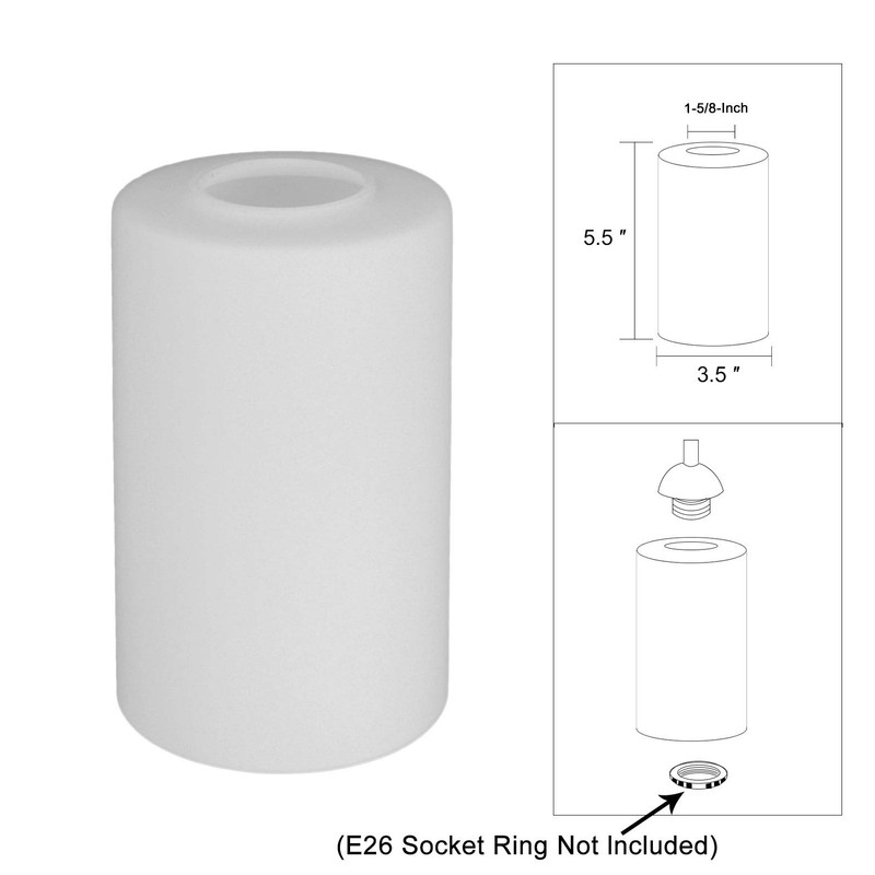 Anmire 3 Pack Opal White Frosted Glass Shade, Cylinder Light