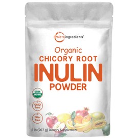 Micro Ingredients Organic Chicory Root Inulin Fiber Powder, 2 lb | Natural Prebiotic Fiber for Colon & Gut Health | Soluble, Easily Digestible | Non-GMO, Vegan