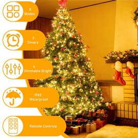 Bzavor Led Lichterkette Strom 25M 200 LED mit Fernbedienung Timer Merkfunktion Steckdose IP65 Wasserdicht Weihnachtsbaum Lichterkette,Led Lichterkette mit Stecker für Weihnachten Deko Hochzeit