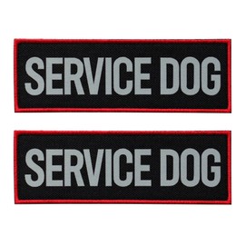 FITZNORA 2 Pcs Reflective Service Dog Patch with Hook and Loop Backing, Embroidered Border with Printed Lettering Patch for Dog Vest Harness Working Dogs (6 x 2 inches)