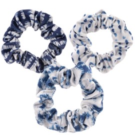 VELVET SCRUNCHIE SET INDIGO BLUE