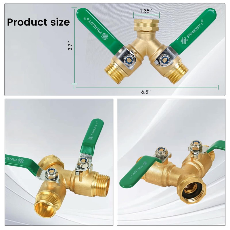FINEST+ Garden Hose Splitter 2 Way, Heavy Duty Brass Y
