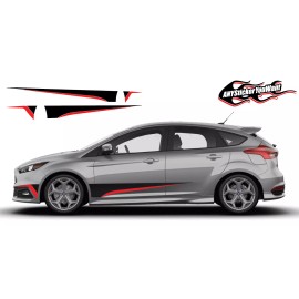 ANYStickerYouWant x2 2 Tone Blade Side Stripe Vinyl Graphic Decals Fits Ford Focus ST 2015-2018