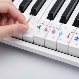 SUPVOX Piano Keyboard Stickers for 61 Keys Transparent Colorful Numbered Decals Removable Adhesive Learning Tool for Beginner Kids and Adults