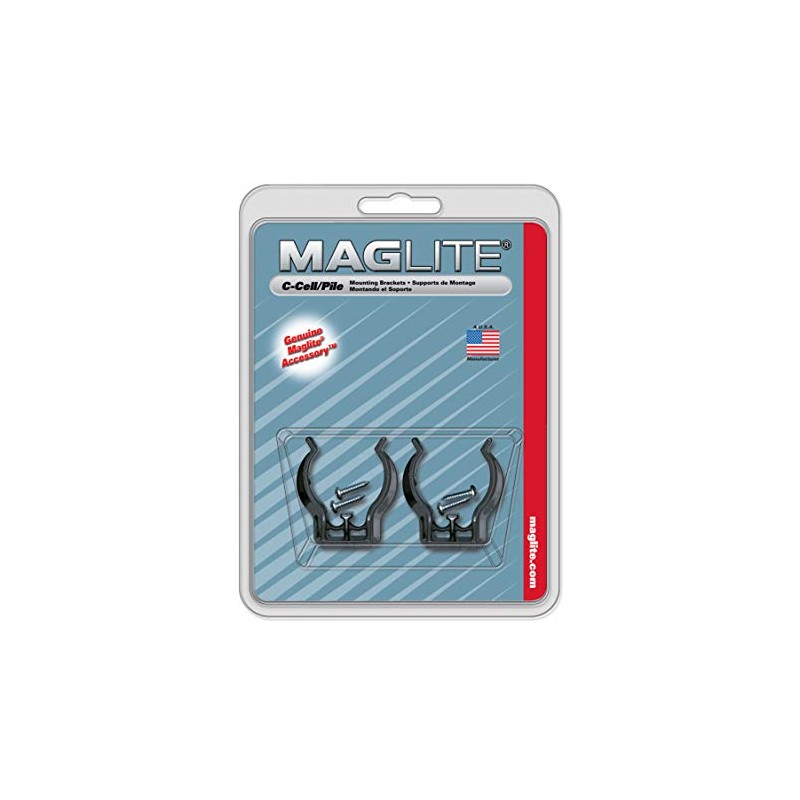 Maglite Black Universal Mounting Brackets for C-Cell Flashlight, 2 pk