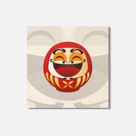 Unbranded Daruma Doll Japan Gift Smile 4'' X 4'' Square Wooden Coaster
