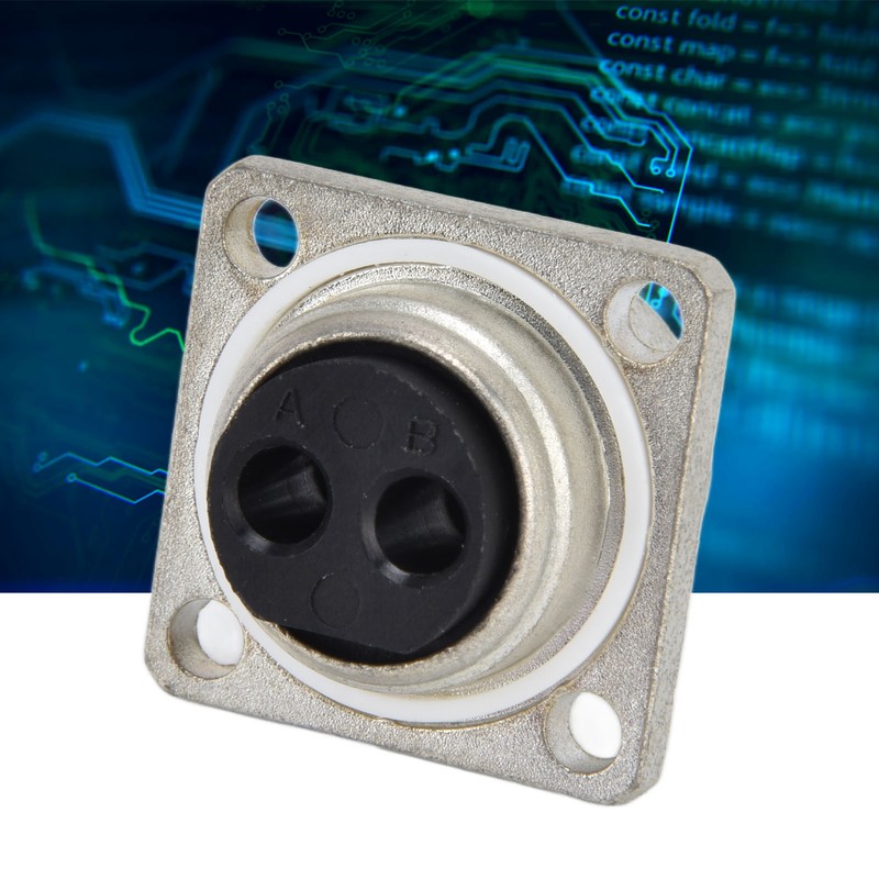 2 Pin Socket Square Flange Screw Mounting Power Connector Electric