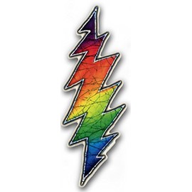 Peacemonger Dye The Sky Tina Carpenter Batik Grateful Dead Rainbow Lightning Bolt Art Decal Mini Window Sticker (1.25 x 3 inches)