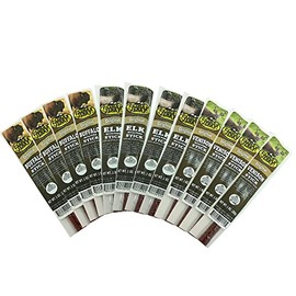 Original Delicious BEST Exotic Pack - 3 Types of Wild Game 1 Oz. Stick – Elk, Buffalo and Venison with Pork Sticks – No Antibiotics or Hormones (Sampler Pack, Sampler Pack 12 Sticks)