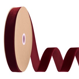 LoomJoyz Burgundy Velvet Ribbon 1 Inch x 25 Yards Ideal for Velvet Choker Gift Wrapping Arts Crafts Ornaments Weddings Wreath