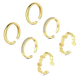 Briana Williams Toe Rings for Women Gold Toe Rings Set Band Beach Foot Jewelry for Summer Trendy Open Adjustable Toe Rings 3pairs