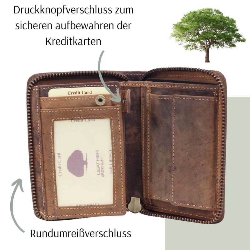 FFelsenfest Wallet with Desired Name Butterfly Motif, brown, coin purse