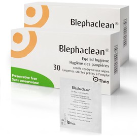 BlephaClean Lid Wipes - Gentle, Ready-to-Use for Daily Lid Care, Ideal for those diagnosed with Dry Eye, including MGD & Blepharitis and Infants, Sterile & Individually Wrapped - 30 Wipes (Pack of 2)