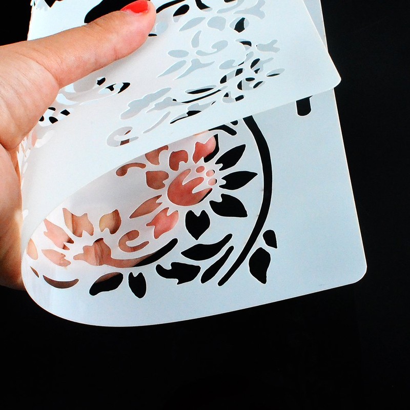 DIY Decorative Mandala Feather Stencil Template for Scrapbooking Painting on