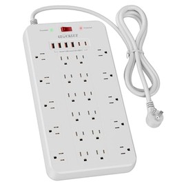 Glückluz Regleta Multicontacto Pared USB, Conector Múltiple con Varios Enchufes de CA y USB, Enchufe Extensión Plano con Protector de Sobretensión, Id