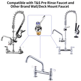 KANONEY Cold Handle Stem 002713-40 Assembly Fit for T&S Brass Faucet Blue Side Control Spindle Assembly for Eterna Valve Replacement Parts