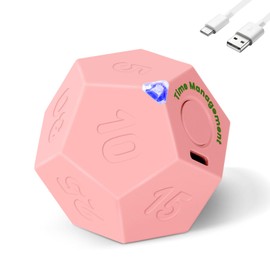 Pomodoro Timer, 11 Preset Time Productivity Timer, Ring/Vibrate Mode Productivity Cube, Type C Rechargeable Kitchen Cooking Timer for Cooking, Learning, Exercise and Beauty-Pink