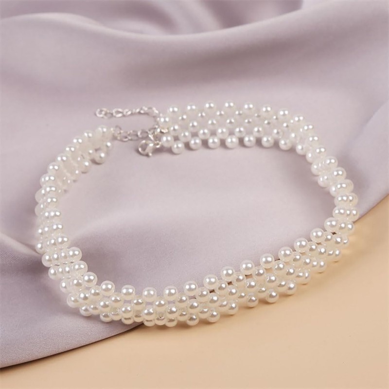 Danshinbow Multi Layered Beaded Necklace Clavicle Choker Adjustable Jewellery for