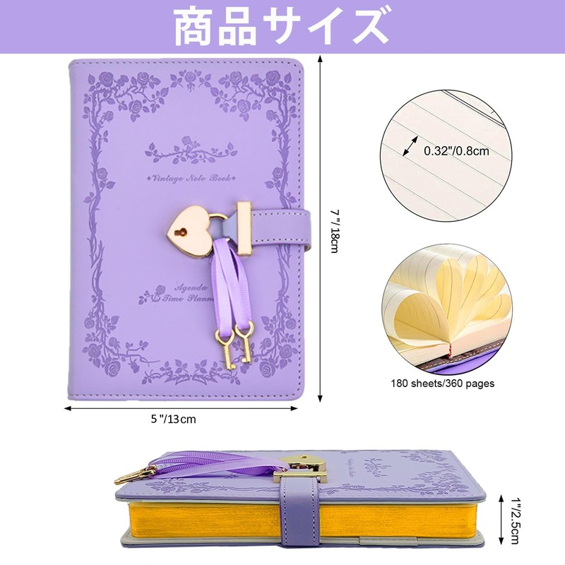 Notebook with Lock, Diary with Lock B6, Diary Cute, Diary