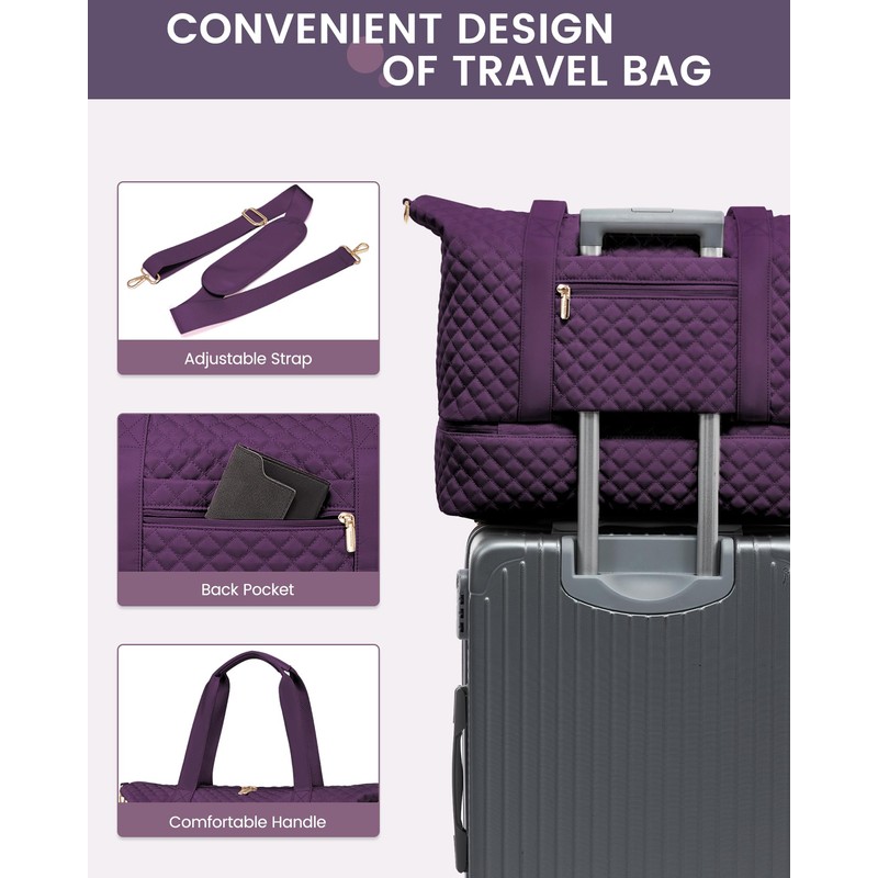 LOVEVOOK Travel Weekender Bag for Women, Duffle Bag with Shoe