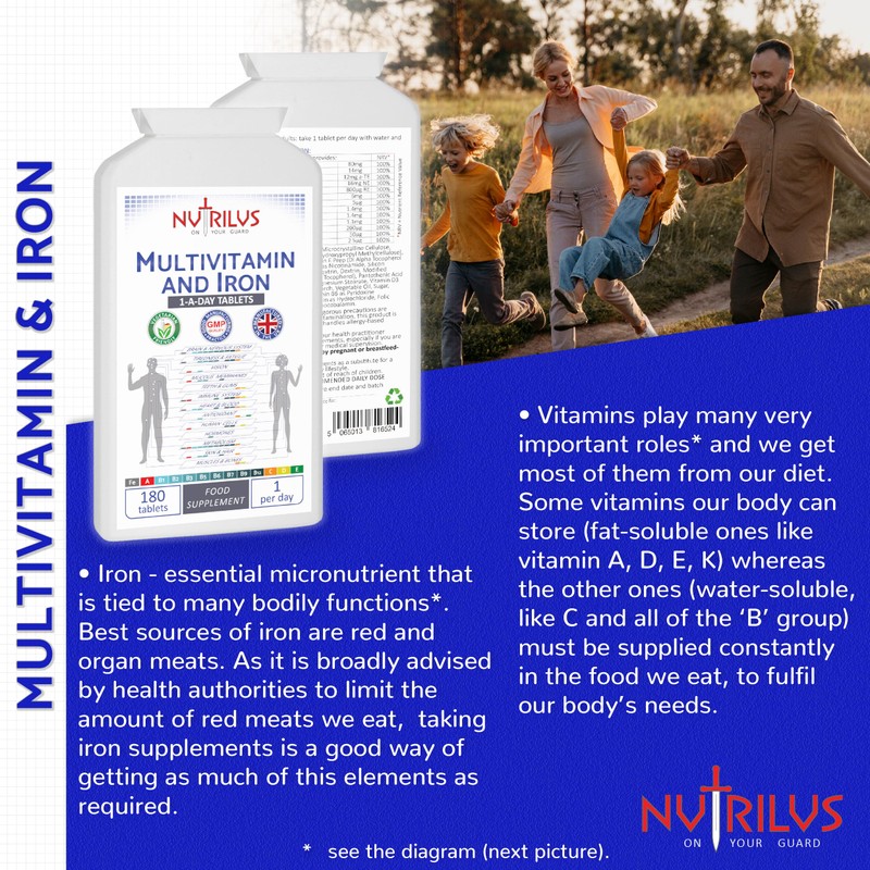 Multivitamin with Iron 180 Daily Tablets - High Strength Supplement