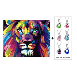 CNPanda DIY Paint by Number Kits for Adult Beginner,Acrylic Watercolor Painting Canvas,16x20 Inch Drawing with Brushes Winter Home Decor Christmas Gifts (Without Frame) (Lion)