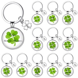 Photect 12 Sets Motivational Four Leaf Clover Key Chain Thank You Gift Lucky Charm Keyring with Thank You Gift Tag and Organza Bag for Birthday Graduate Teacher, as shown in the picture