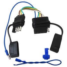 Icelily New Standard Vehicle-Side 4 Pin Flat and Trailer-Side 5 Pin Trailer Light Adapter 4-Flat to 5-Flat Trailer Connector Adapter Fits All Vehicle Models with 4-Way Flat Connector