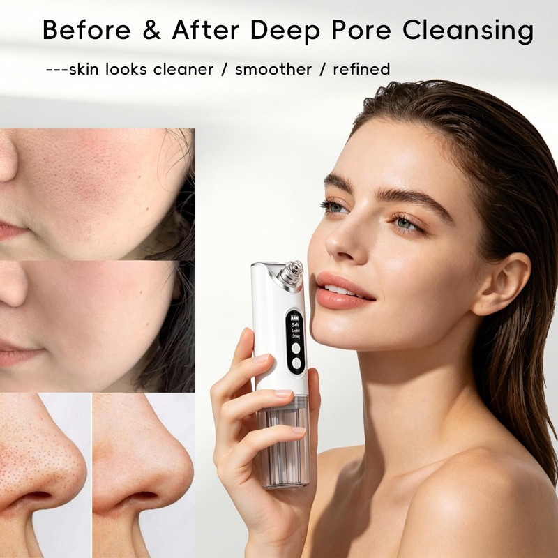 Pore Vacuum Blackhead Remover, 2-in-1 Hydrating Facial Cleansing Tool, 3