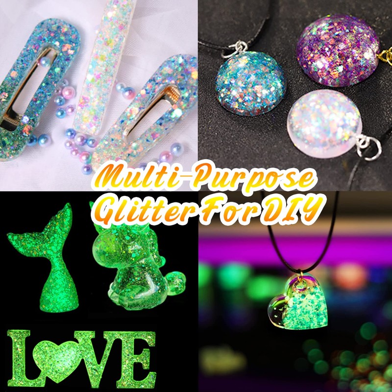 JEMESI Luminous Sequins, Yellow 100 g Opal Chunky Glitter, Glitter