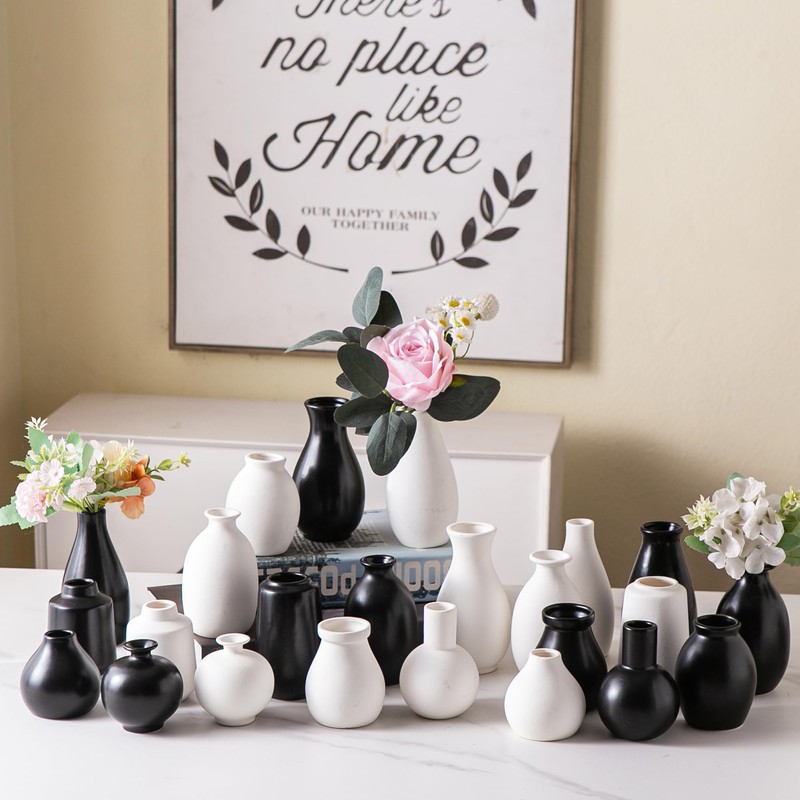 Sowlvenco Ceramic Bud Vase Set of 12, White Small Vases