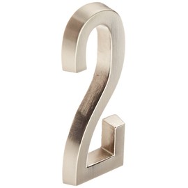 Distinctions by Hillman 843282 4-Inch Die Cast Self-Adhesive House Address Plaque, Brushed Nickel, Number 2