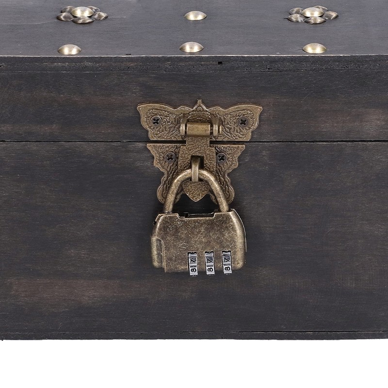 Treasure Props Storage Box with Password Lock Retro Wooden Storage