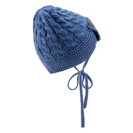 Sterntaler Fine Knit Peaked Cap - Boys Peaked Cap with Cut Ear Flaps and Tie Band, mid-blue