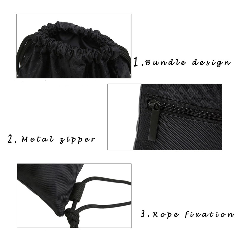 Drawstring Backpack， Gym Backpack ， Basketball Bag Water Resistant Zip