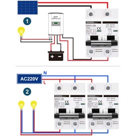 DIHOOL Solar Disconnect Switch, 120 Amp 2 Pole, DIN Rail Mount, Non Polarized, 12V 24V 48V 400V, AC/DC Circuit Breaker, RV Battery Isolator, PV Array MCB, Thermal Magnetic Trip