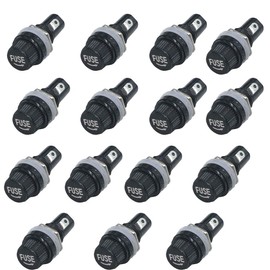 AC 10A/250V 15A/125V 15A Panel Mount 5.2 x 20mm Screw Cap Fuse Holder Socket (Pack of 15)