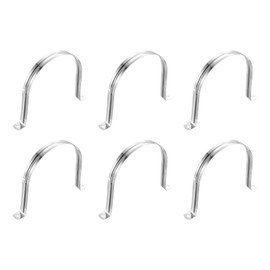 sourcing map 6Pcs Rigid Pipe Straps, 120mm(4.72") 201 Stainless Steel 2 Hole U-Shaped Bracket Tube Hanger Pipe Clamps for Fixing Pipe Cable