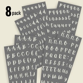 UV DTF Alphabet Decals | UV DTF Letter Transfers | Alphabet Letter Permanent Vinyl Decals | 8 Sheets | Custom Tumbler Cups | Waterproof Permanent Vinyl | UV DTF Decals (Off White)