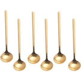 U Chef Juego de 6 Cucharas de Café Doradas, Cucharas Cafeteras de 5.2 Pulgadas, Cucharitas para Espresso, Azúcar, Helado y Postre, de Acero Inoxidable